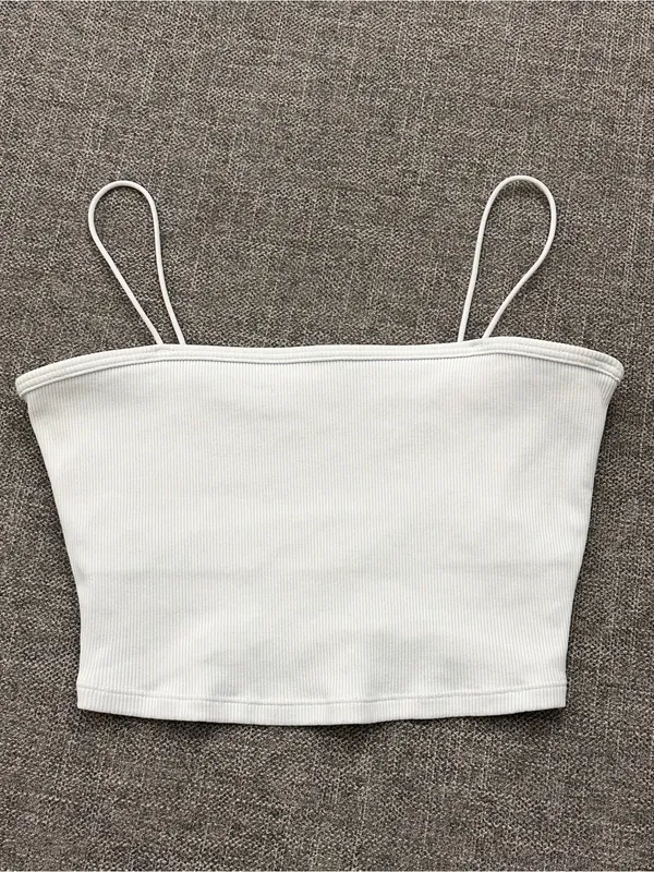 Alo Yoga White Goddess Ribbed Cropped Bandeau Bra Tube Top S - Image 4