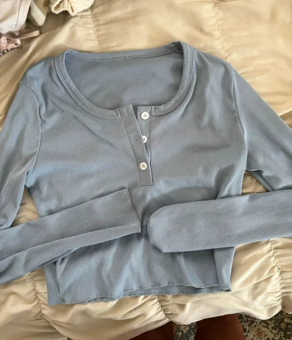 Blue Long Sleeve Button Up - Image 3