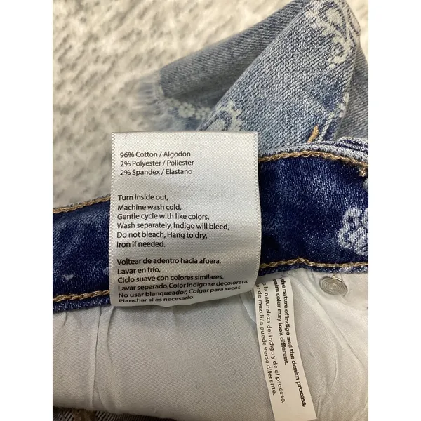 Risen Jeans Paisley HR Short Medium Wash High Rise Frayed Hem XL RDS6602 - Image 4