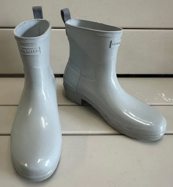 Hunter Refined Low Heel Biker Gloss Duo Waterproof Rain Boots 8 - Image 2