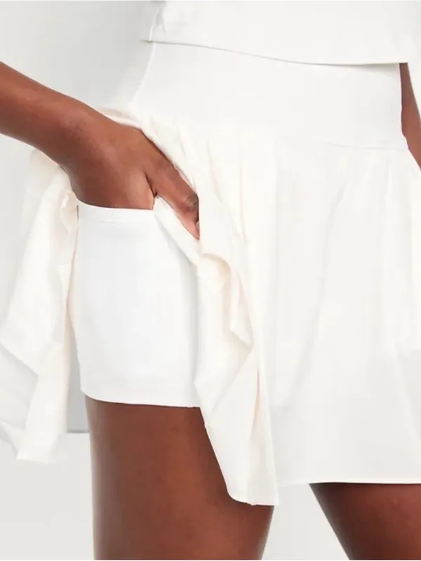 Old Navy White Stretch Tech Pleated Skirt with Built-In Shorts, Size XS - Image 2