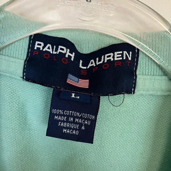 Ralph Lauren Mint Aqua Polo Shirt Short Sleeve 100% Cotton Womens Large - Image 4