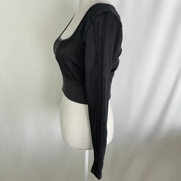 Aerie New Offline Seamless Square Neck Cable Long Sleeve Crop Top Size Large - Image 11