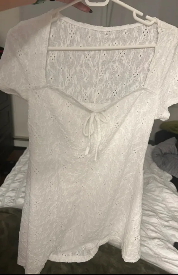 White Eyelet Lace Dress Cottagecore Graduation Summer - Image 7