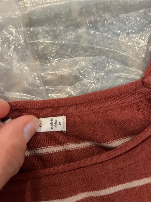 Pink Clover Rust and White Striped Crewneck Sweater size medium. - Image 10