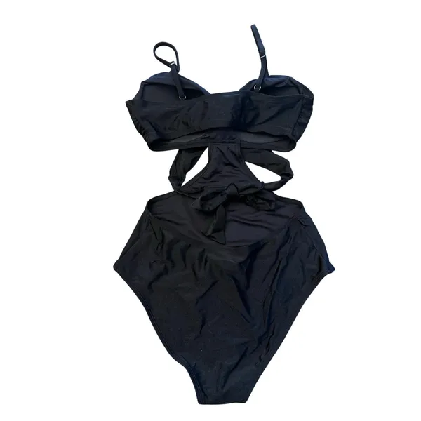 Cupshe Mollie Crisscross Tie Back One Piece Swimsuit Size M Black Padded NWT - Image 5