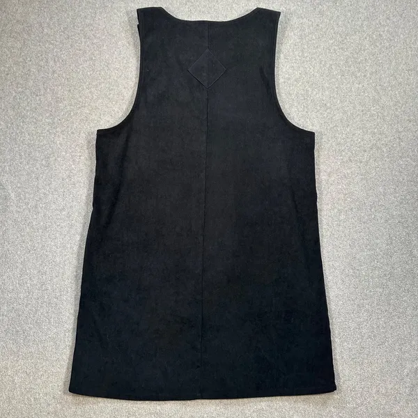 Denim & Co. Black Velvet Bib Overall Dress Women's Medium Vintage Pockets Short - Image 8