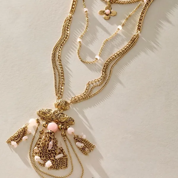 NWT Free People Catriona Layer Necklace in Rose Quartz - Image 4
