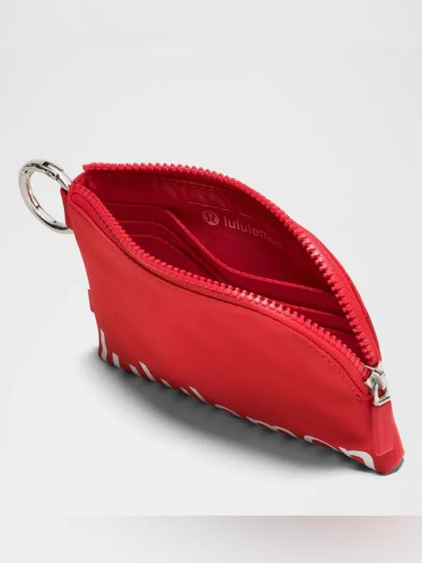 Lululemon NWT Clippable Card Pouch Lulu Red Zip Key Coin Pouch with Logo - Image 3