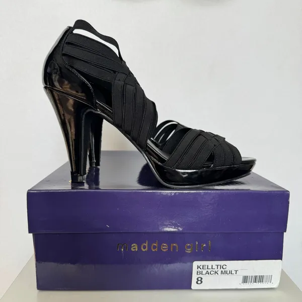 Madden Girl Kelltic Black Strappy Platform Heels 2010 Size 8 - Image 3