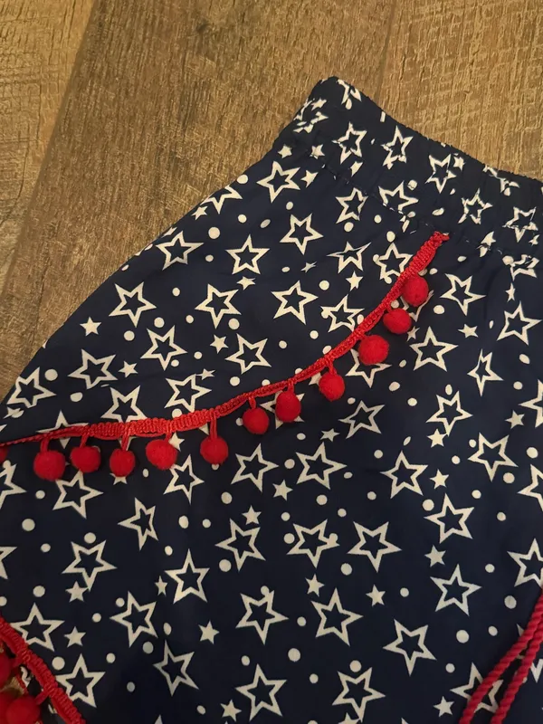 Boutique NWT Star Print Pom Pom Shorts / July 4th World Cup / Size Small - Image 5