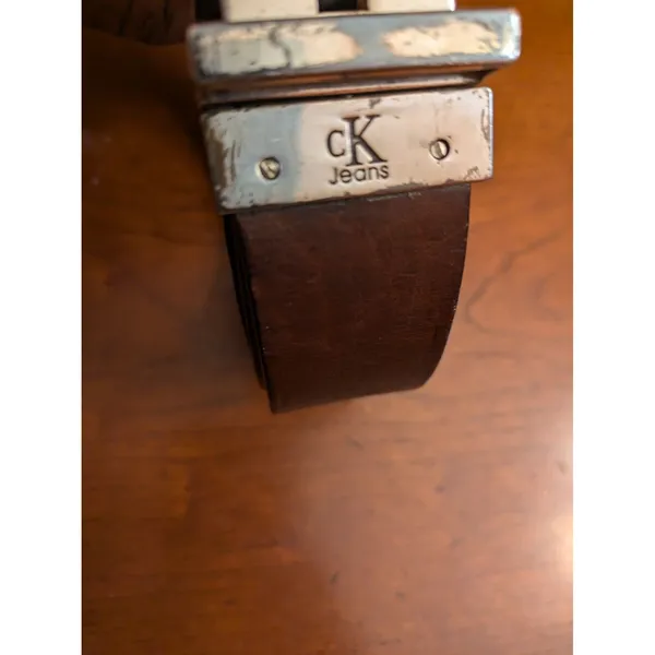 Calvin Klein Black/Brown Reversible Belt Size 32 Silver Buckle - Image 14