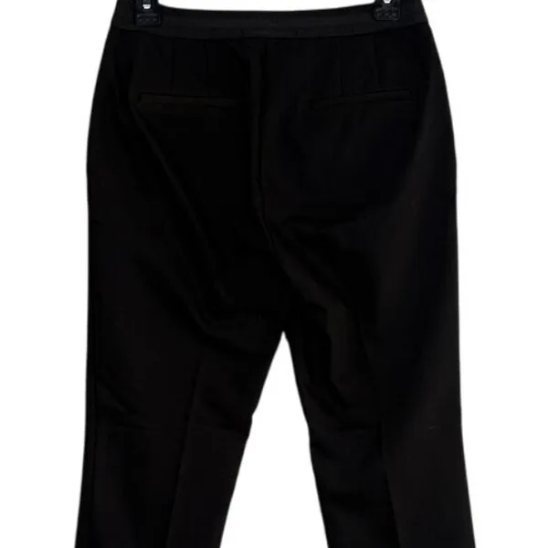 Zara Slim Straight Mid Rise Ankle Cropped Trouser Flat Front Pockets M Black - Image 5