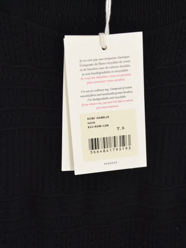 Sézane Isabelle Midi Crochet Knit Dress in Black)NWT Small - Image 5