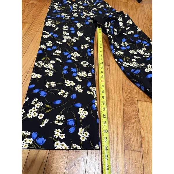 Maeve Anthropologie Colette Black Floral Wide Leg Crop Pants Size 28 - Image 6