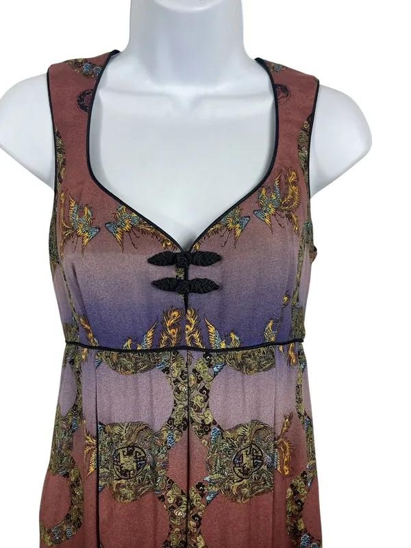 Vintage Y2K Asian Inspired Nicole Miller 2 Empire Waist Sleeveless Mini Dress - Image 2