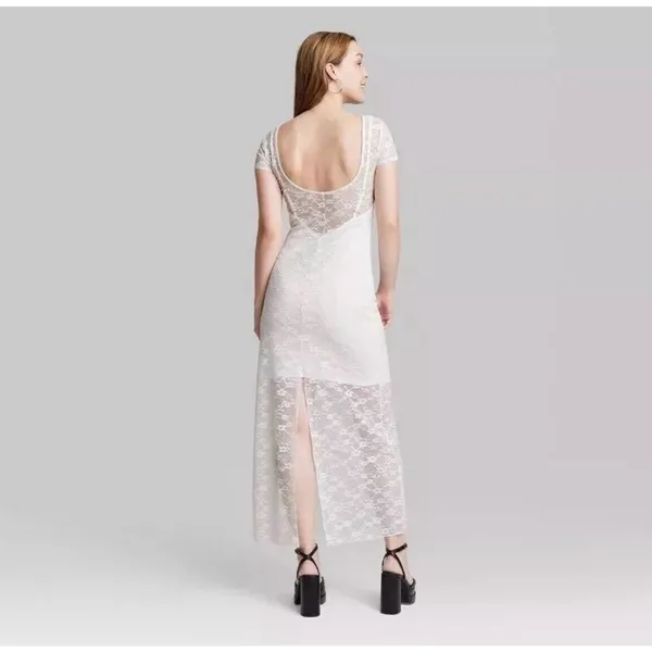 Wild Fable Women's Short Sleeve Maxi Dress, White Lace, Size S NWT - Image 2