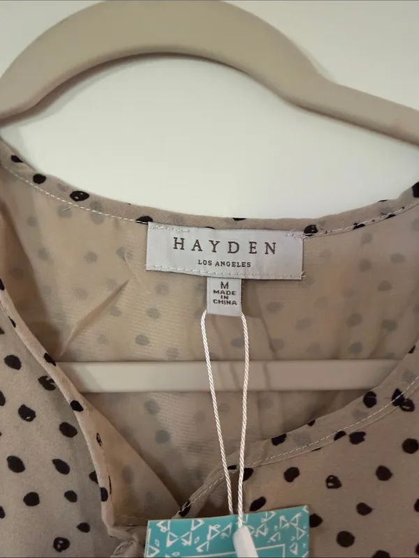 Hayden Beige Midi Dress with Black Polka Dots - Image 2