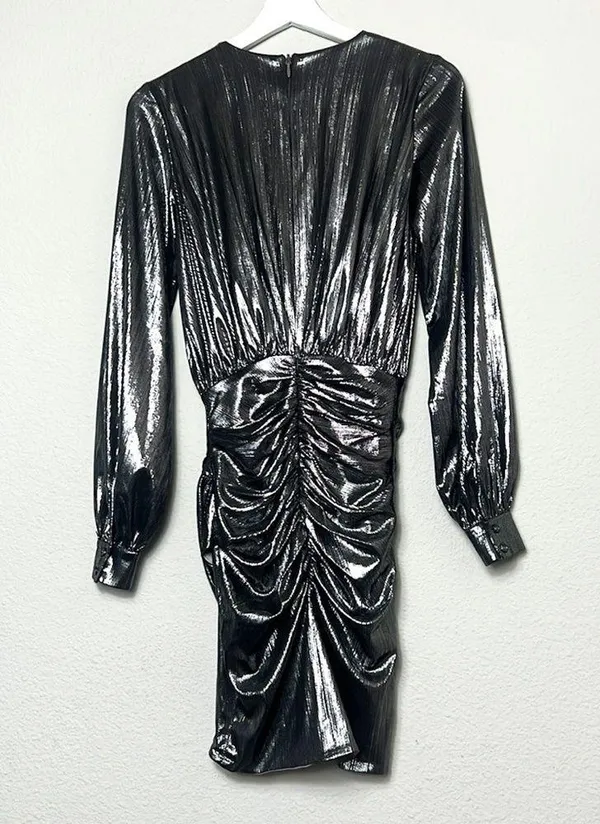 House of Cb London Alvona Silver Metallic Mini Dress - Image 5