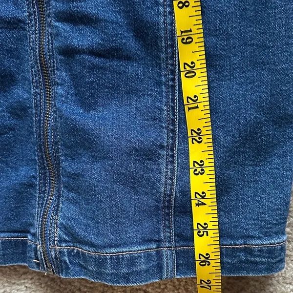 American Eagle Denim Stretch Mini Dress Zip Front Womens M Preppy Western Casual - Image 10