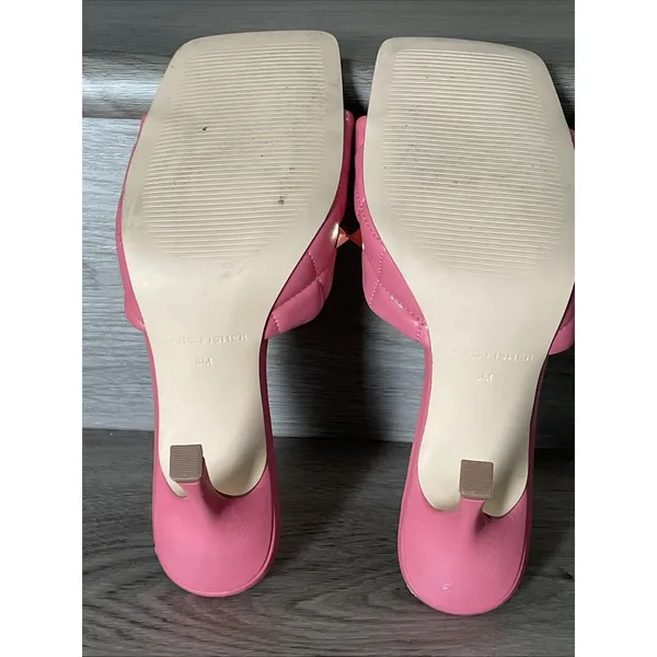 Marc Fisher Size 8M Salmon Pink Studded Slide Heels‎ Square Toe Mule Sandals - Image 16