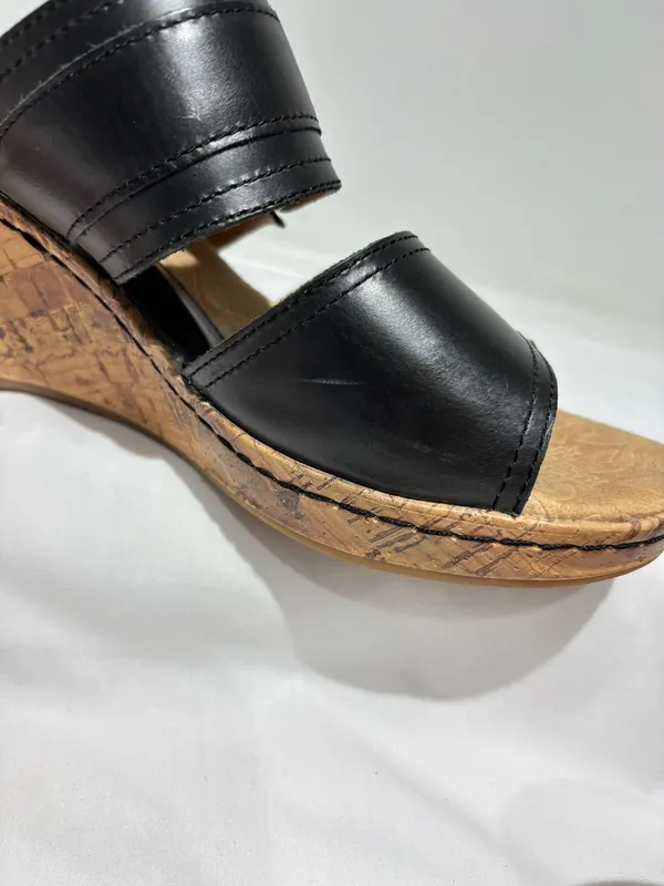 Born Concept black leather wedge sandals Size 10 - Image 5
