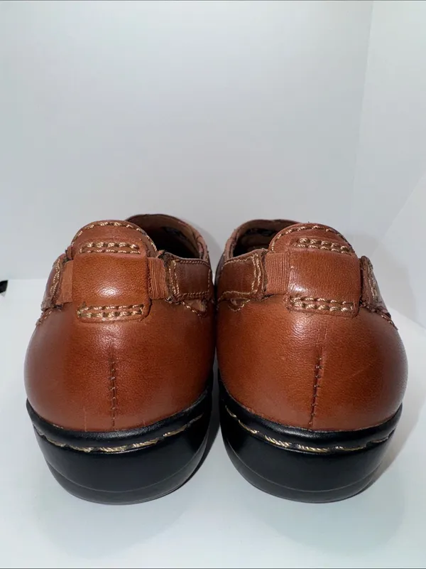 CLARKS Evianna Slip On Shoes Brown Leather Women’s 6.5 W Wide - Image 6