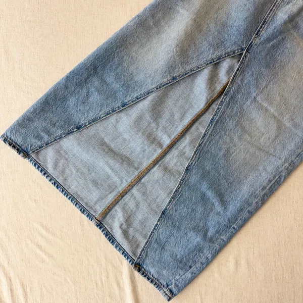 American Eagle‎ Low Rise Maxi Denim Skirt Light Wash Size 000 - Image 4