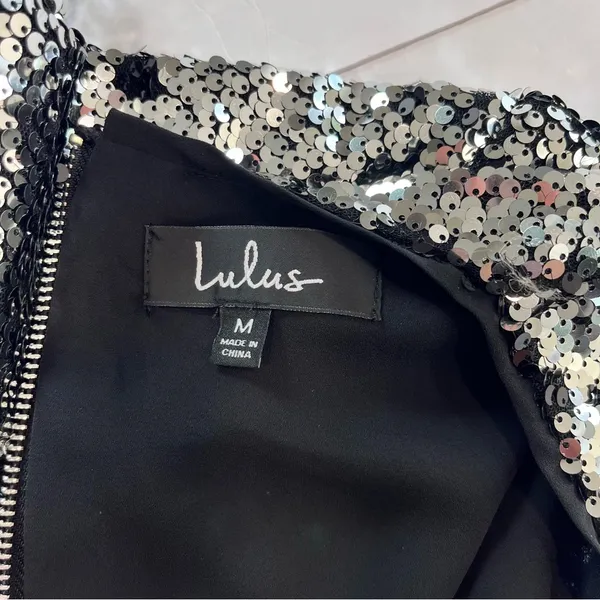 Lulus Main Event Silver Sequin 3/4 Sleeve Sheath‎ Dress MEDIUM - Image 11