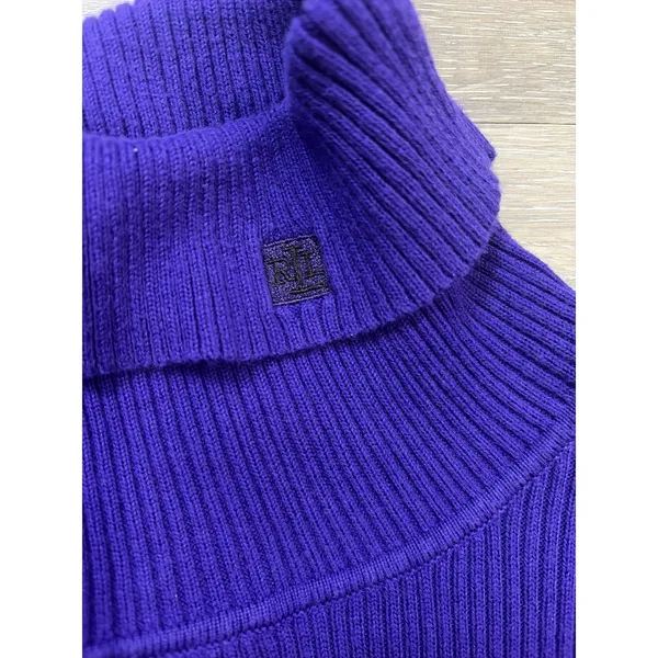 Lauren Ralph Lauren Colorblock Turtleneck Sweater Large Ribbed Knit - Image 3