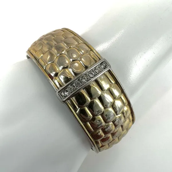 Gold tone rhinestone hinged bangle bracelet - Image 2