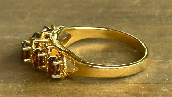 Vintage Multi Gemstone Ring Gold - Image 4