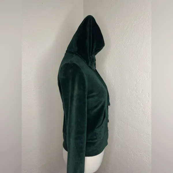 Gazoz USA Forest Green Velour Zip-Up Hoodie Small - Image 3