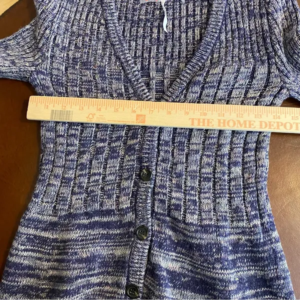 Free People Rachel Cardigan Sweater‎ Dress Purple Button Mini Marled V-neck - Image 9