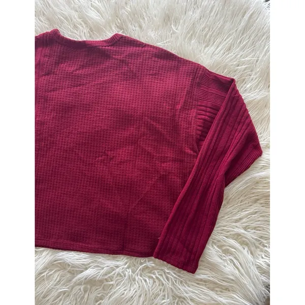 Wild Fable Long Sleeve Boxy Cropped T-Shirt Berry Red Size Large - Image 8