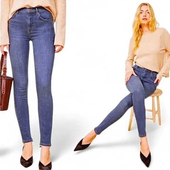 Reformation High & Skinny Jeans Havana Wash High Rise Blue‎ Denim Size 24 - Image 14