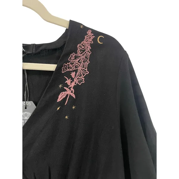 NWT Disturbia Foxglove V Neck Black Whimsygoth Mini Dress Size 12 - Image 5