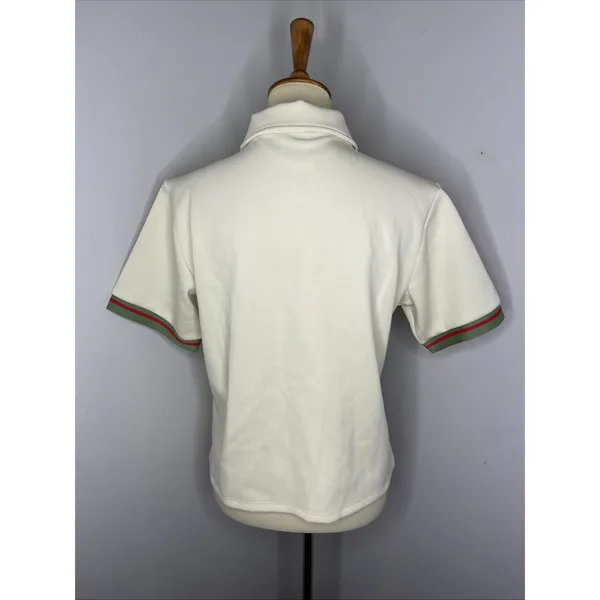 With Jean Cream Knit Polo Top Red Green Contrast Trim Tenniscore Medium - Image 4