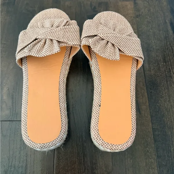 NEW Boho Platform Bow Sandals Tan Size 7 - Image 5