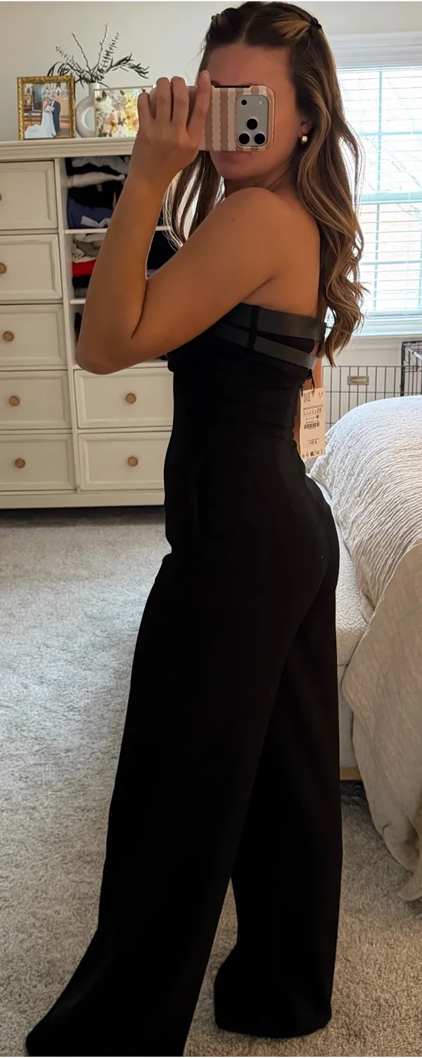 ZARA Black strapless jumpsuit - Image 3