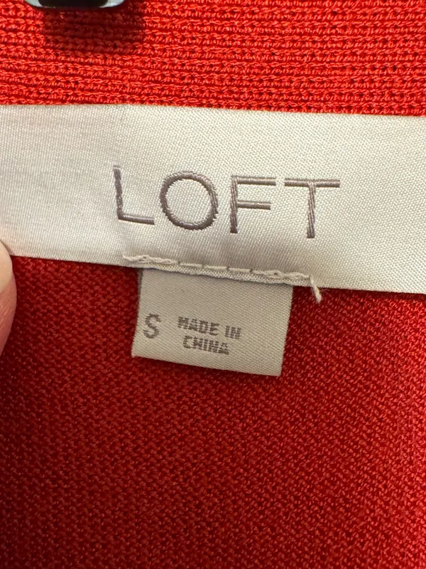 LOFT Red V-Neck Button Front Cardigan - Image 2
