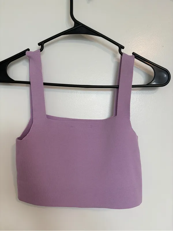 Lavender Square Neck Cropped Tank Purple - Image 2