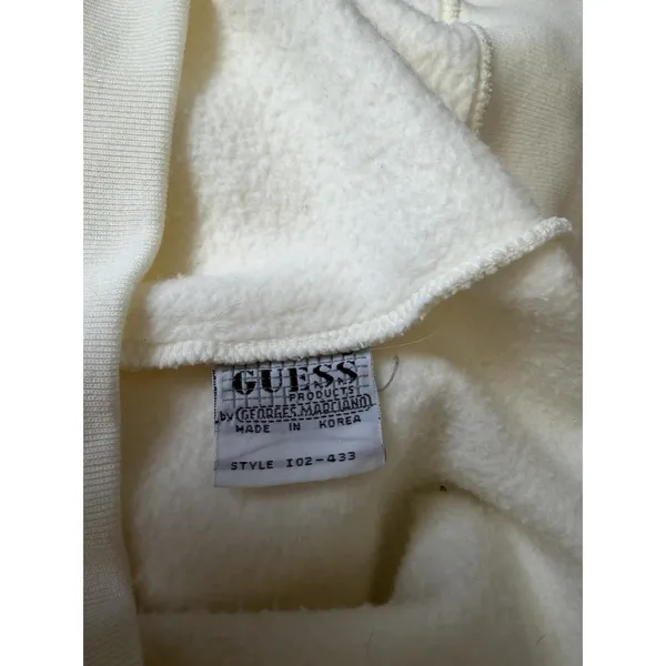 Vtg Guess Georges Marciano Sweatshirt Womens Medium Ivory Mockneck Pullover USA - Image 4