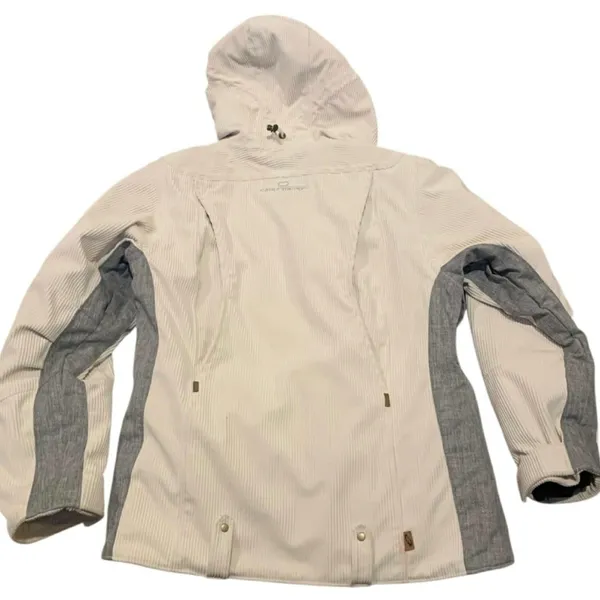 ​Obermeyer Cloud 9 Cream Corduroy Ski Jacket Womens‎ 6 Asymmetrical Moto Y2K Vtg - Image 2