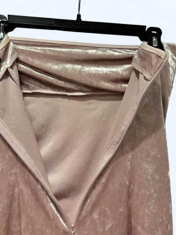 Bershka Velvet Strapless Maxi Dress in Blush - Image 4