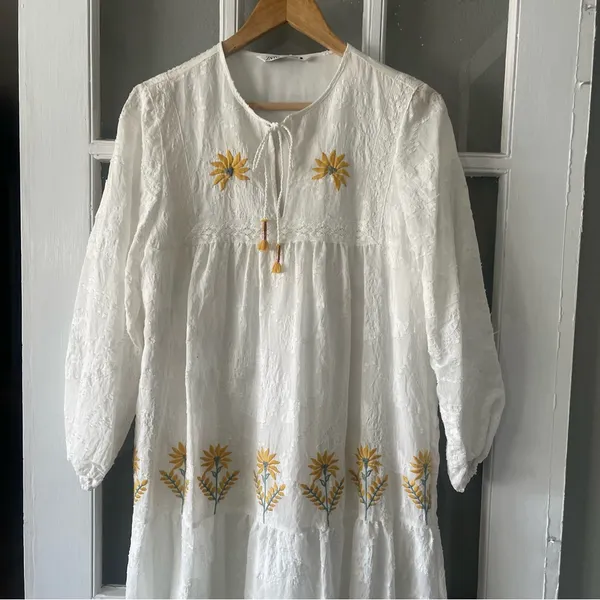 Zara Crochet Embroidered Dress Maxi‎ Bloggers Fav - Image 11