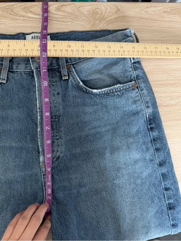 Agolde 27 90's Crop Mid Rise Straight Jeans Organic Hooked Relaxed Indigo Denim - Image 5