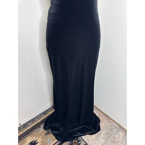 Lulus Perfectly Classy Black Velvet Cowl Neck Strappy Maxi Dress Gown Sz S - Image 3