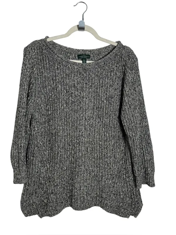 LRL Ralph Lauren Roll Neck Sweater XL Marled Black White Chunky Knit - Image 6