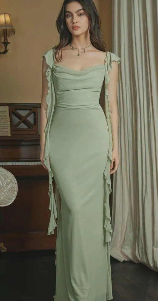 Cider NWT - Mesh Ruffle Hem Maxi Dress - Image 4